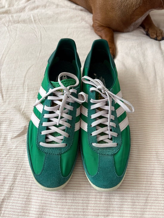 adidas Shoes - Adidas Green womens Casual Runner Sneakers with White Stripes